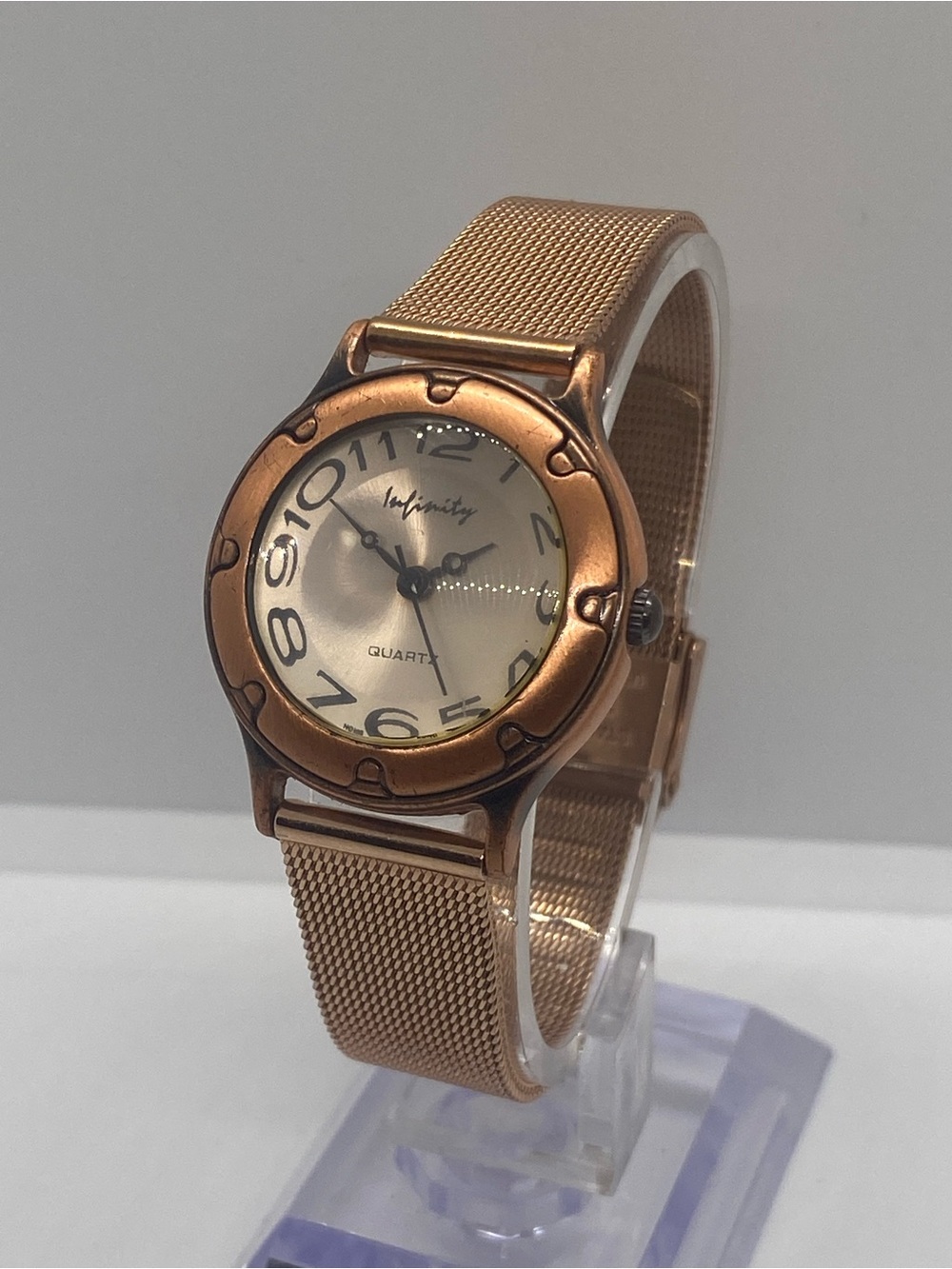 Infinity Rose Gold Mesh Bracelet Women's Watch